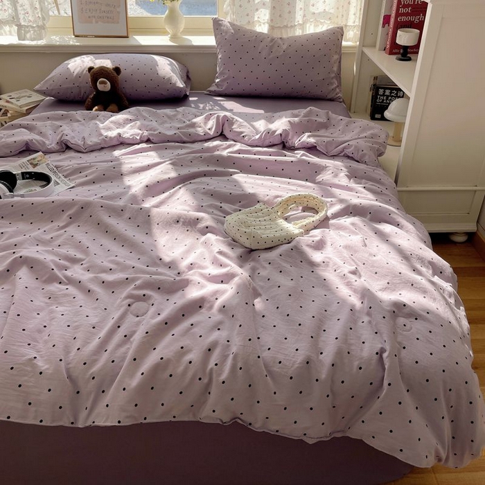 91家纺网 家纺一手货源 找家纺 繁花家居 2025新款AA版水洗棉超软夏被直播热款 波点旋律-紫