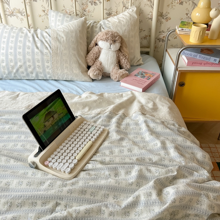 91家纺网 家纺一手货源 找家纺 盼季家纺 2025新款A类夏季夏天蕾丝花边大豆纤维被夏凉被床单四件套空调被 蕾丝花边夏被-素雅