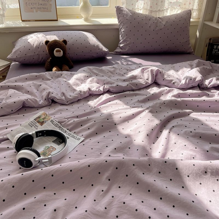 91家纺网 家纺一手货源 找家纺 繁花家居 2025新款AA版水洗棉超软夏被直播热款 波点旋律-紫