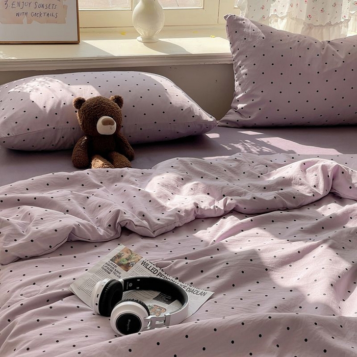 91家纺网 家纺一手货源 找家纺 繁花家居 2025新款AA版水洗棉超软夏被直播热款 波点旋律-紫