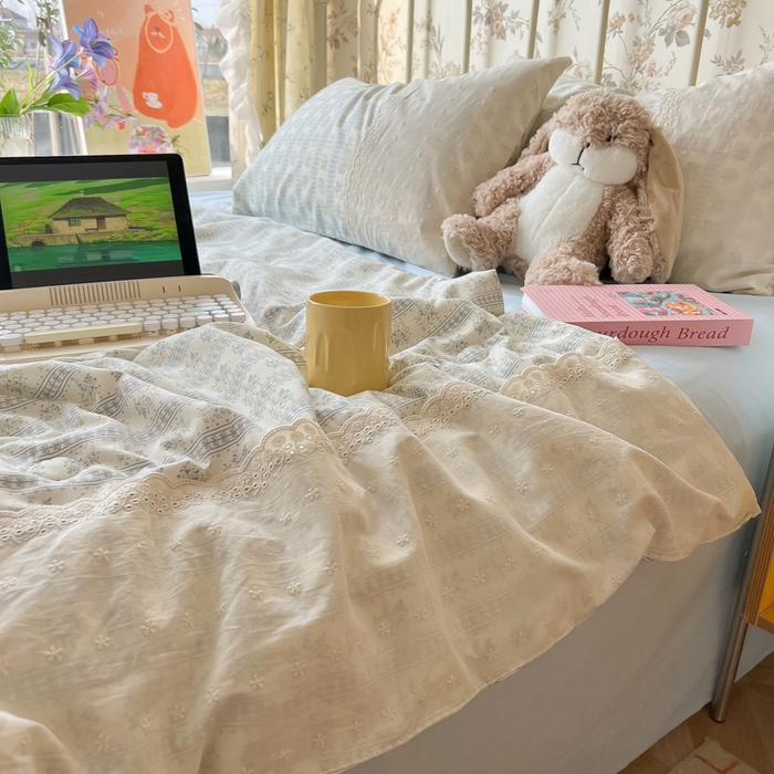 91家纺网 家纺一手货源 找家纺 盼季家纺 2025新款A类夏季夏天蕾丝花边大豆纤维被夏凉被床单四件套空调被 蕾丝花边夏被-素雅