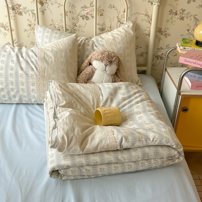 91家纺网 家纺一手货源 找家纺 盼季家纺 2025新款A类夏季夏天蕾丝花边大豆纤维被夏凉被床单四件套空调被 蕾丝花边夏被-素雅