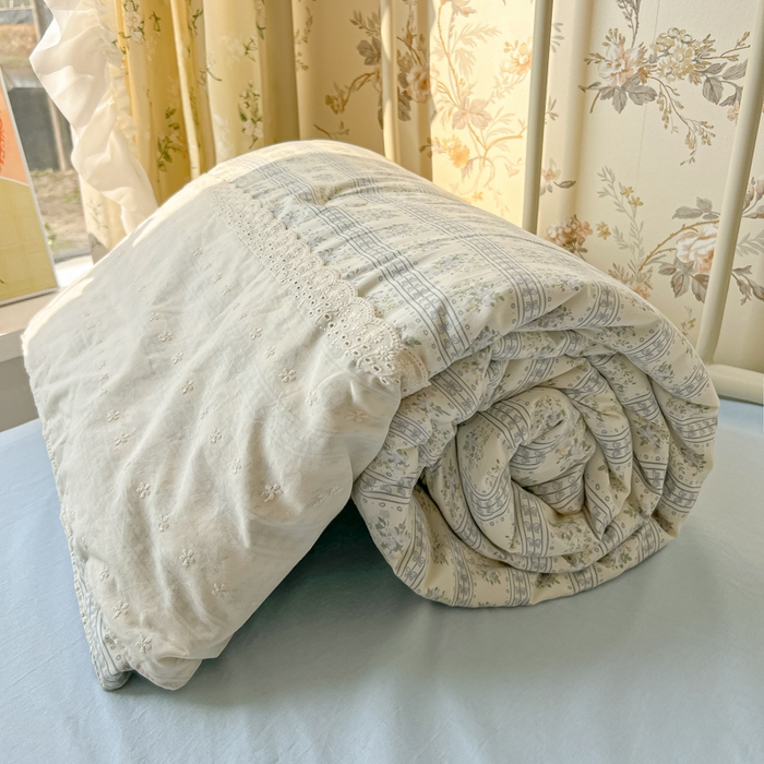 91家纺网 家纺一手货源 找家纺 盼季家纺 2025新款A类夏季夏天蕾丝花边大豆纤维被夏凉被床单四件套空调被 蕾丝花边夏被-素雅