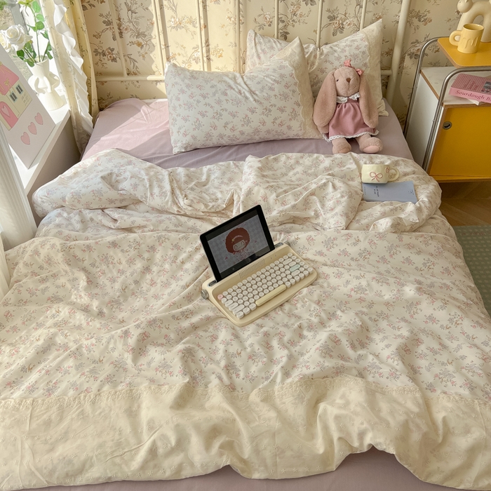 91家纺网 家纺一手货源 找家纺 盼季家纺 2025新款A类夏季夏天蕾丝花边大豆纤维被夏凉被床单四件套空调被 蕾丝花边夏被-紫玲