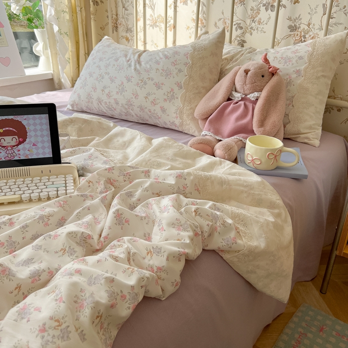 91家纺网 家纺一手货源 找家纺 盼季家纺 2025新款A类夏季夏天蕾丝花边大豆纤维被夏凉被床单四件套空调被 蕾丝花边夏被-紫玲