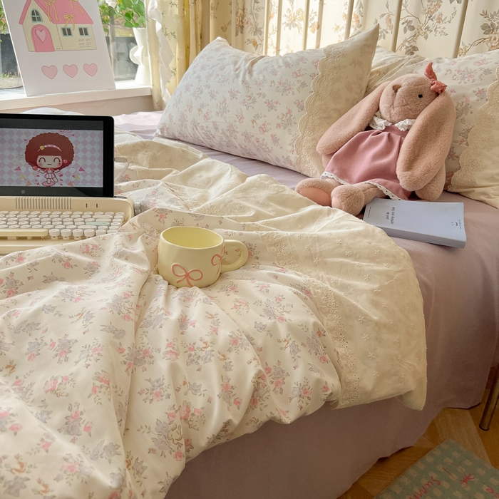 91家纺网 家纺一手货源 找家纺 盼季家纺 2025新款A类夏季夏天蕾丝花边大豆纤维被夏凉被床单四件套空调被 蕾丝花边夏被-紫玲