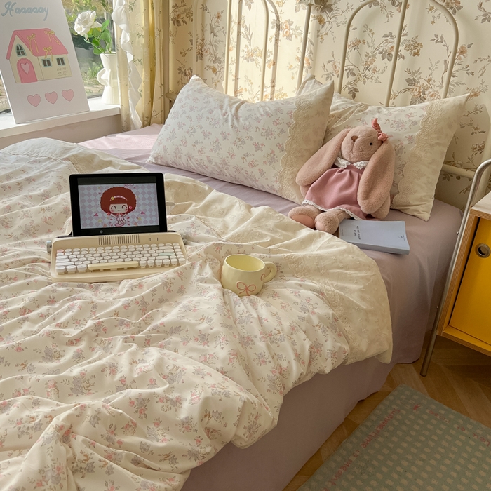 91家纺网 家纺一手货源 找家纺 盼季家纺 2025新款A类夏季夏天蕾丝花边大豆纤维被夏凉被床单四件套空调被 蕾丝花边夏被-紫玲