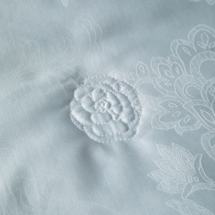 91家纺网 家纺一手货源 找家纺 丽卡家纺 2025新款金银丝提花宽边凯丽夏被四件套 凯丽-绿