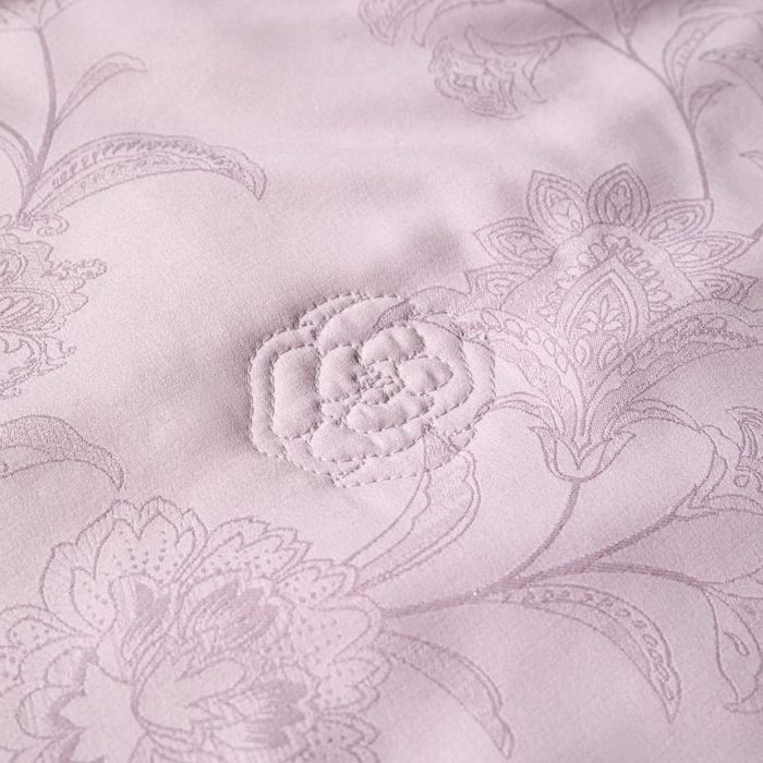 91家纺网 家纺一手货源 找家纺 丽卡家纺 2025新款金银丝提花宽边凯丽夏被四件套 凯丽-紫