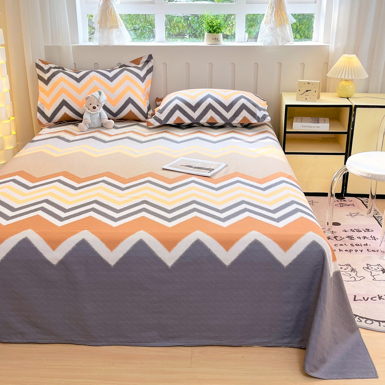 91家纺网 家纺一手货源 找家纺 （总）大吉 2025新款亲肤舒适全棉纯棉喷气小清新印花系列单床单床单单件单品床单