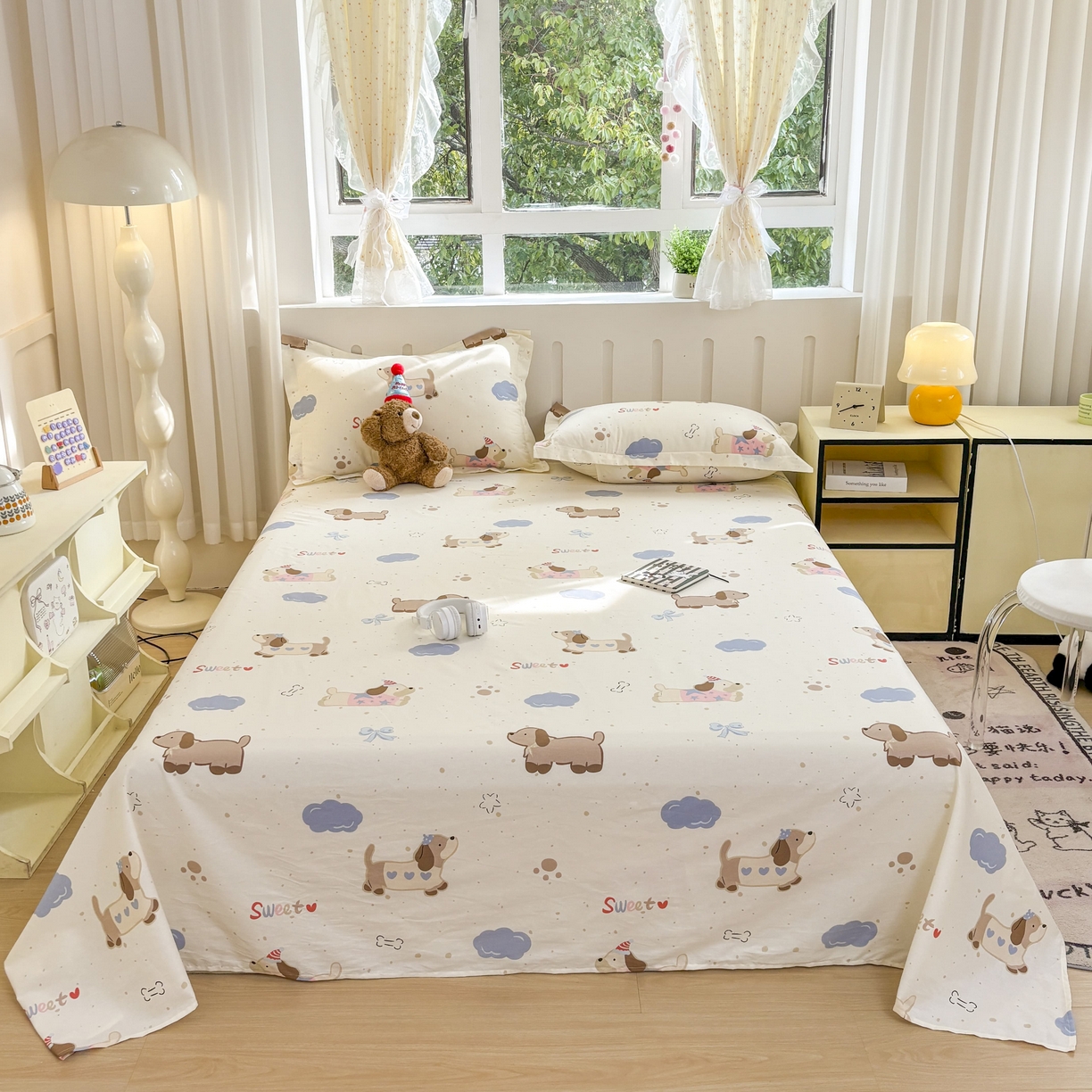 91家纺网 家纺一手货源 找家纺 （总）大吉 2025新款亲肤舒适全棉纯棉喷气小清新印花系列单床单床单单件单品床单