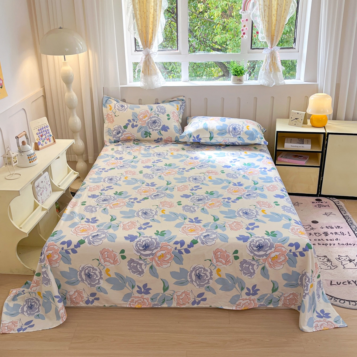 91家纺网 家纺一手货源 找家纺 （总）大吉 2025新款亲肤舒适全棉纯棉喷气小清新印花系列单床单床单单件单品床单