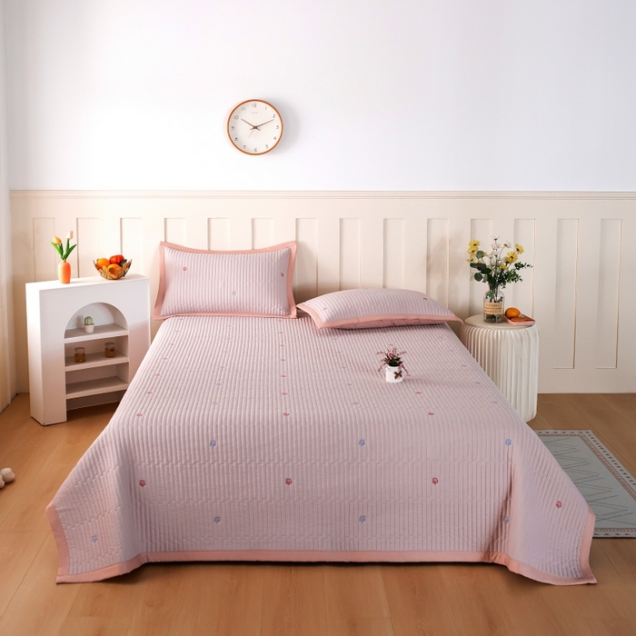 晨晨家纺 2025新款A类莱赛尔天丝刺绣款凉席席子床盖款系列三件套 皇冠-高级咖