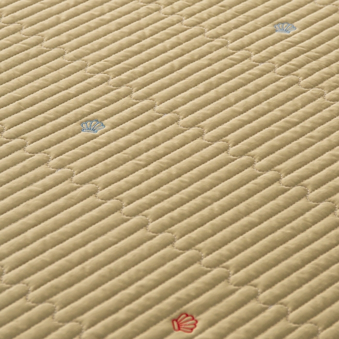 91家纺网 家纺一手货源 找家纺 晨晨家纺 2025新款A类莱赛尔天丝刺绣款凉席席子床盖款系列三件套 皇冠-抹茶绿