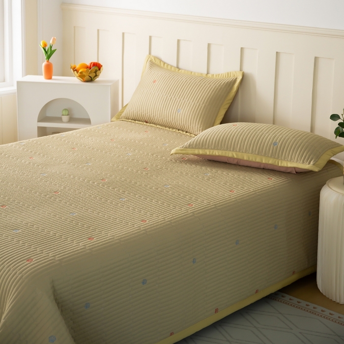 91家纺网 家纺一手货源 找家纺 晨晨家纺 2025新款A类莱赛尔天丝刺绣款夏被系列 单夏被 皇冠-抹茶绿