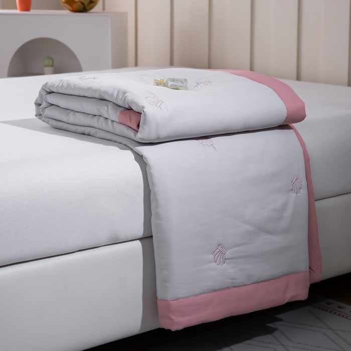 晨晨家纺 2025新款A类莱赛尔天丝刺绣款夏被系列 单夏被 皇冠-绅士灰