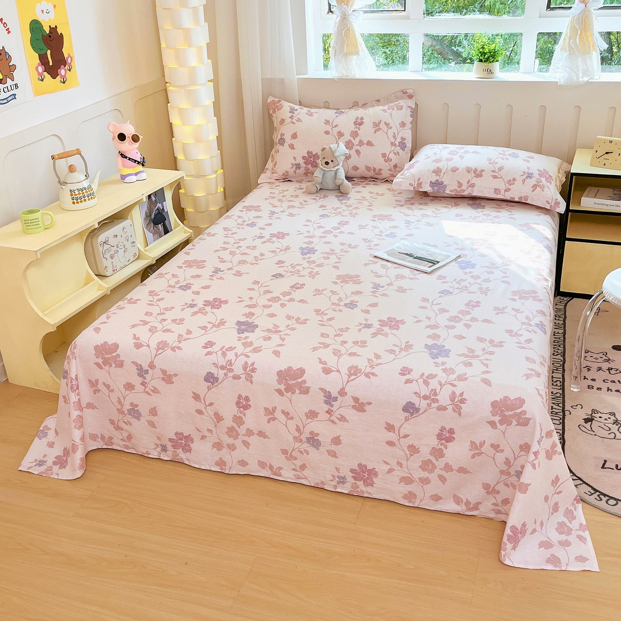 91家纺网 家纺一手货源 找家纺 大吉 2025新款亲肤舒适全棉纯棉喷气小清新印花系列单床单床单单件单品床单 春日