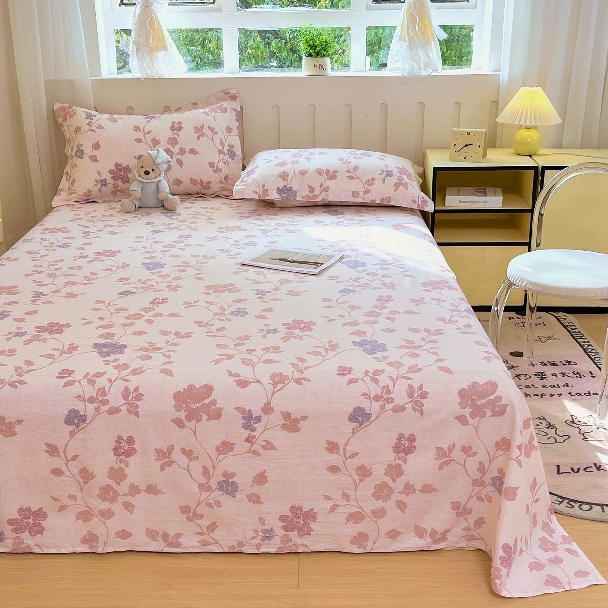 91家纺网 家纺一手货源 找家纺 大吉 2025新款亲肤舒适全棉纯棉喷气小清新印花系列单床单床单单件单品床单 春日