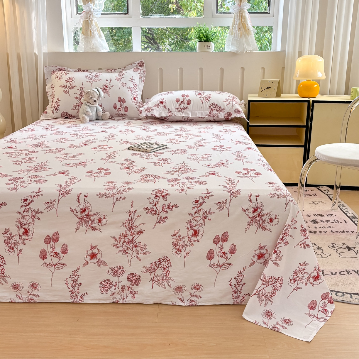 91家纺网 家纺一手货源 找家纺 大吉 2025新款亲肤舒适全棉纯棉喷气小清新印花系列单床单床单单件单品床单 繁花