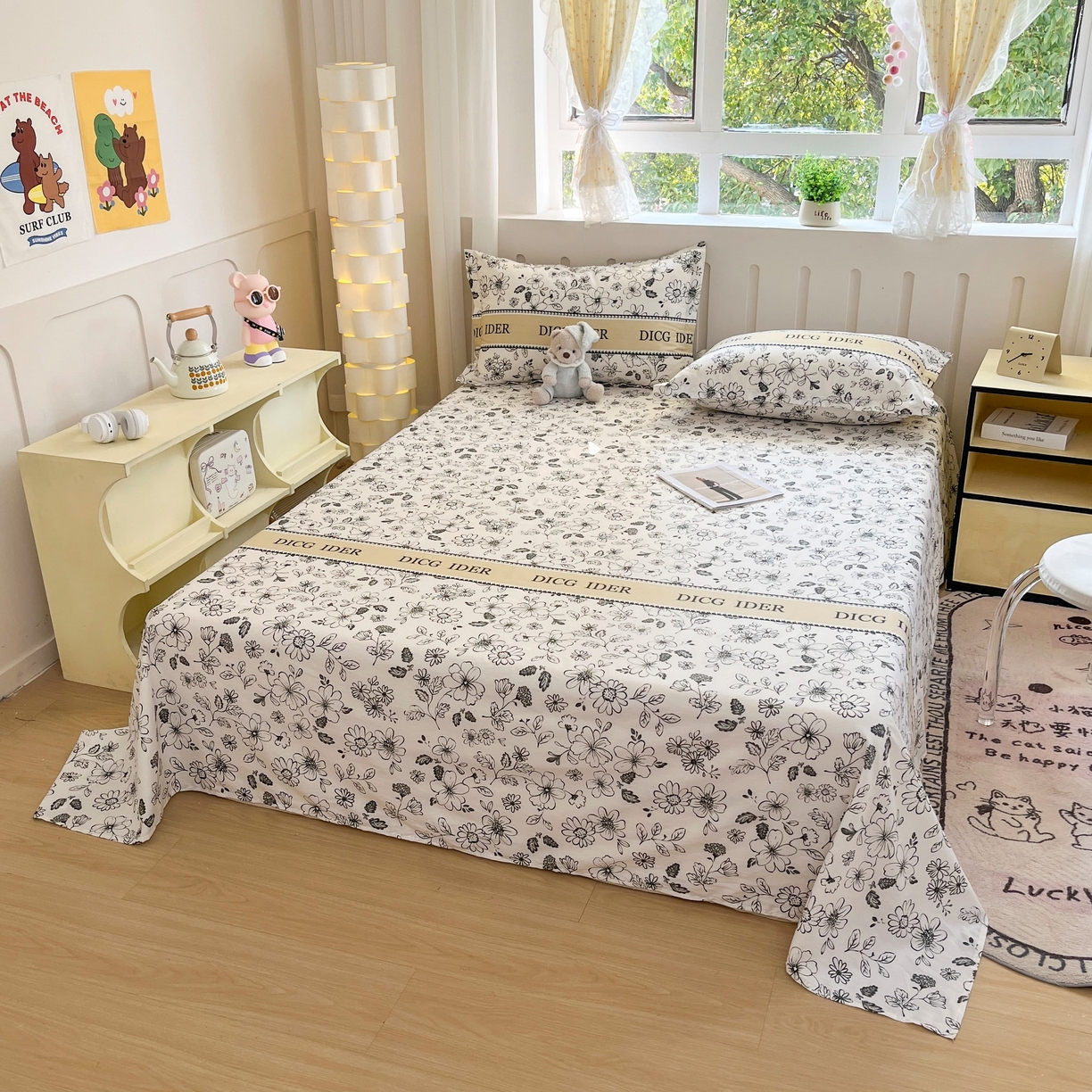 91家纺网 家纺一手货源 找家纺 大吉 2025新款亲肤舒适全棉纯棉喷气小清新印花系列单床单床单单件单品床单 赫本