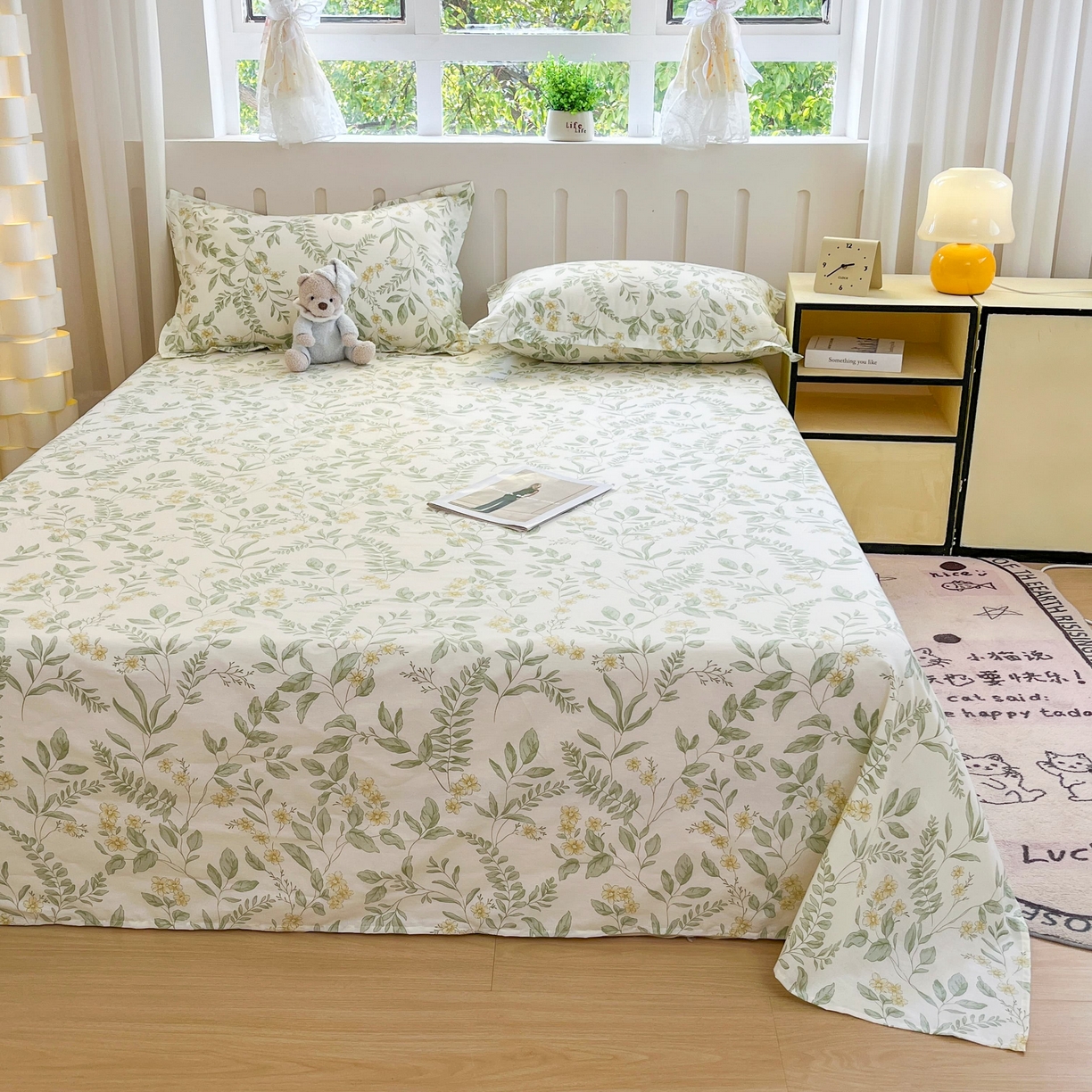 91家纺网 家纺一手货源 找家纺 大吉 2025新款亲肤舒适全棉纯棉喷气小清新印花系列单床单床单单件单品床单 花间