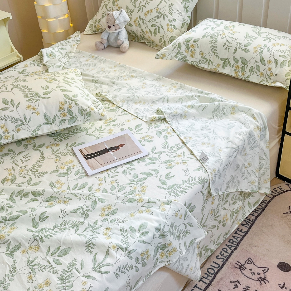 91家纺网 家纺一手货源 找家纺 大吉 2025新款亲肤舒适全棉纯棉喷气小清新印花系列单床单床单单件单品床单 花间