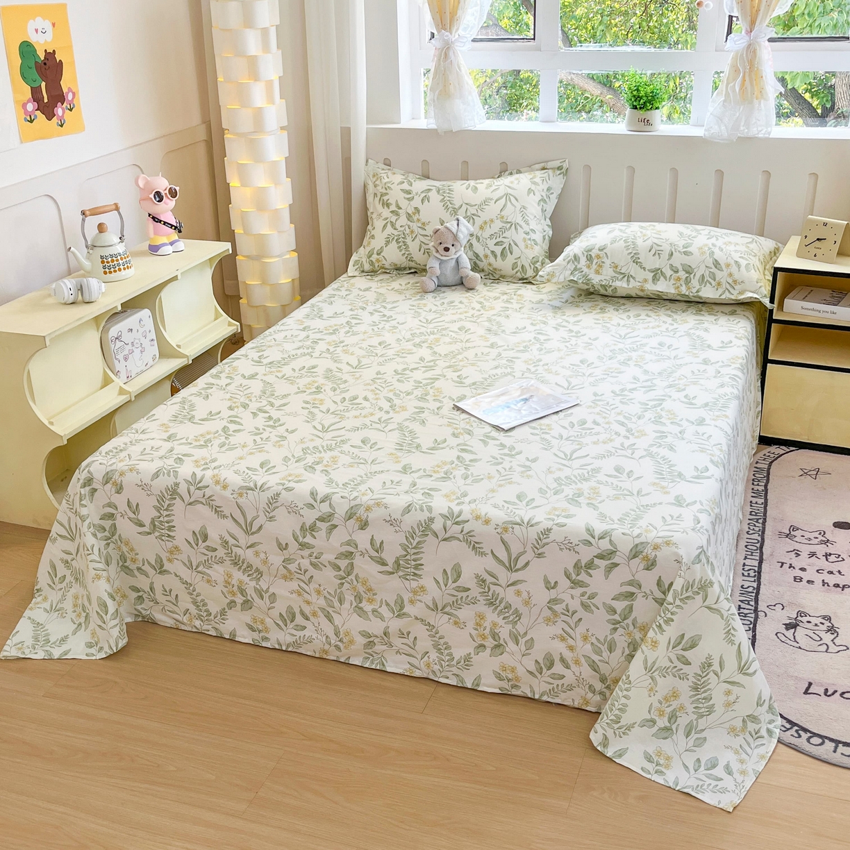 91家纺网 家纺一手货源 找家纺 大吉 2025新款亲肤舒适全棉纯棉喷气小清新印花系列单床单床单单件单品床单 花间