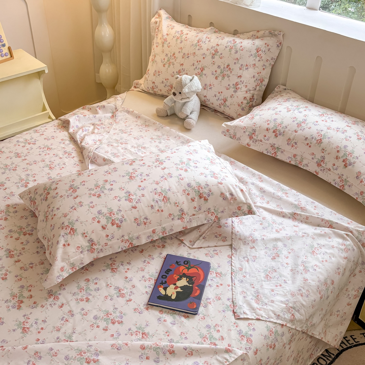 91家纺网 家纺一手货源 找家纺 大吉 2025新款亲肤舒适全棉纯棉喷气小清新印花系列单床单床单单件单品床单 花语蔷薇