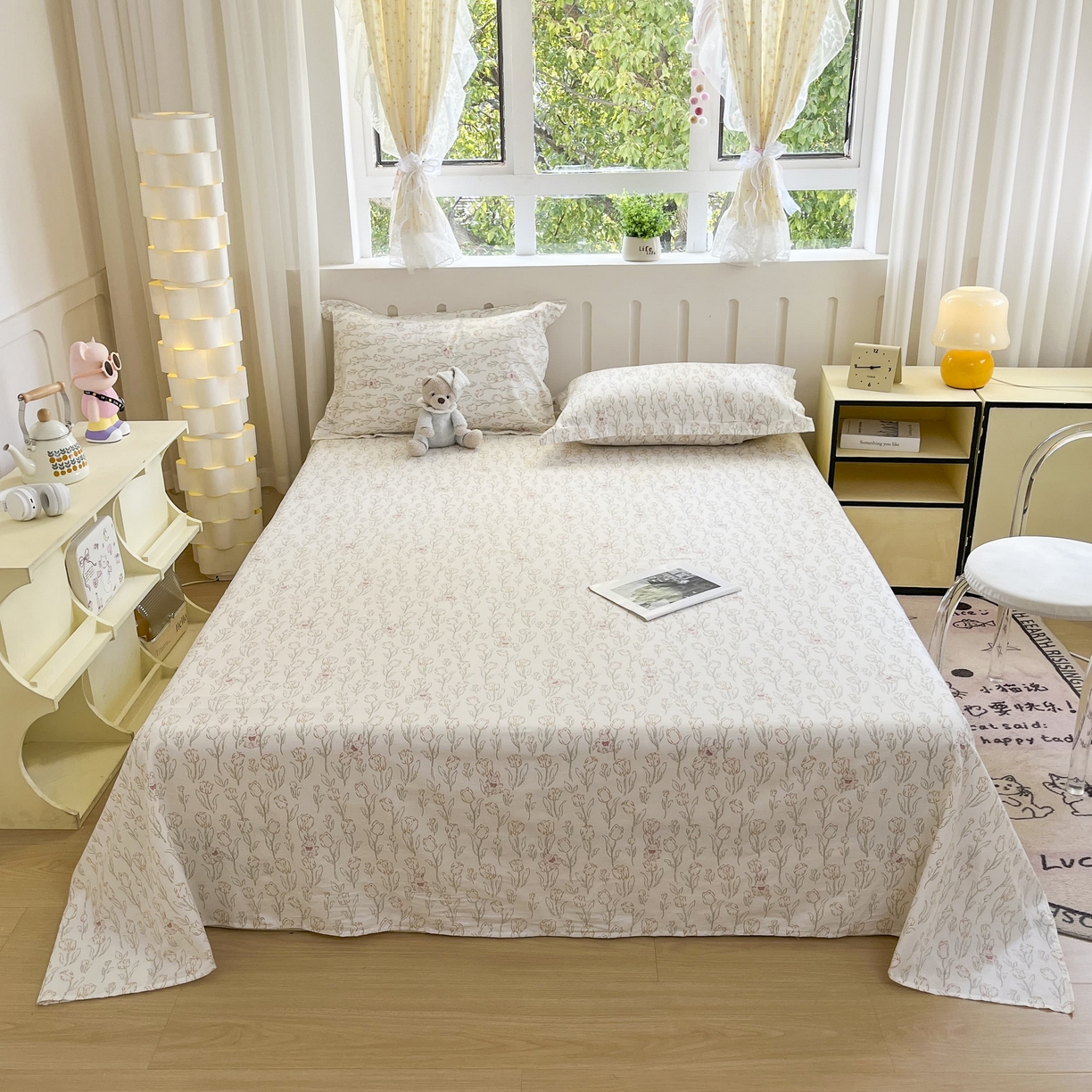 大吉 2025新款亲肤舒适全棉纯棉喷气小清新印花系列单床单床单单件单品床单 花园兔