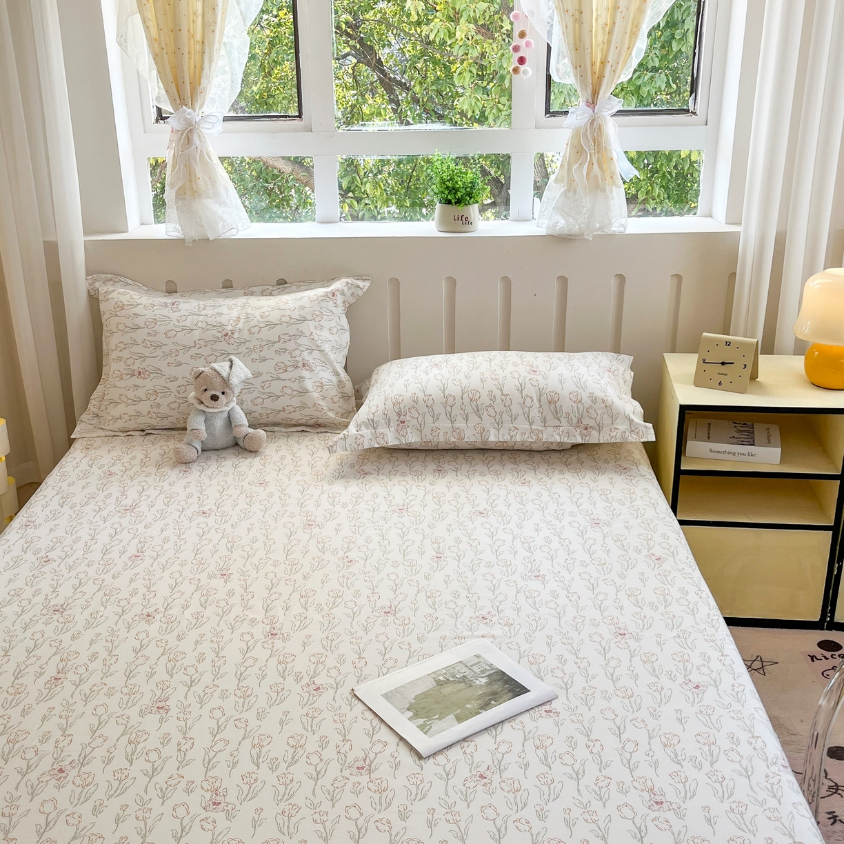 91家纺网 家纺一手货源 找家纺 大吉 2025新款亲肤舒适全棉纯棉喷气小清新印花系列单床单床单单件单品床单 花园兔