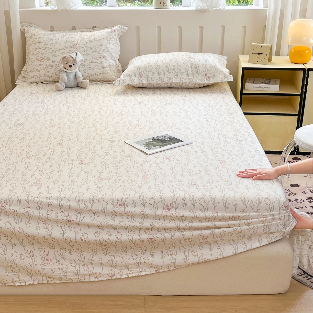 91家纺网 家纺一手货源 找家纺 大吉 2025新款亲肤舒适全棉纯棉喷气小清新印花系列单床单床单单件单品床单 花园兔