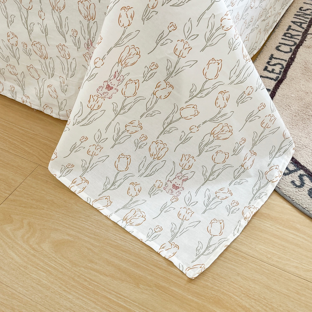 91家纺网 家纺一手货源 找家纺 大吉 2025新款亲肤舒适全棉纯棉喷气小清新印花系列单床单床单单件单品床单 花园兔