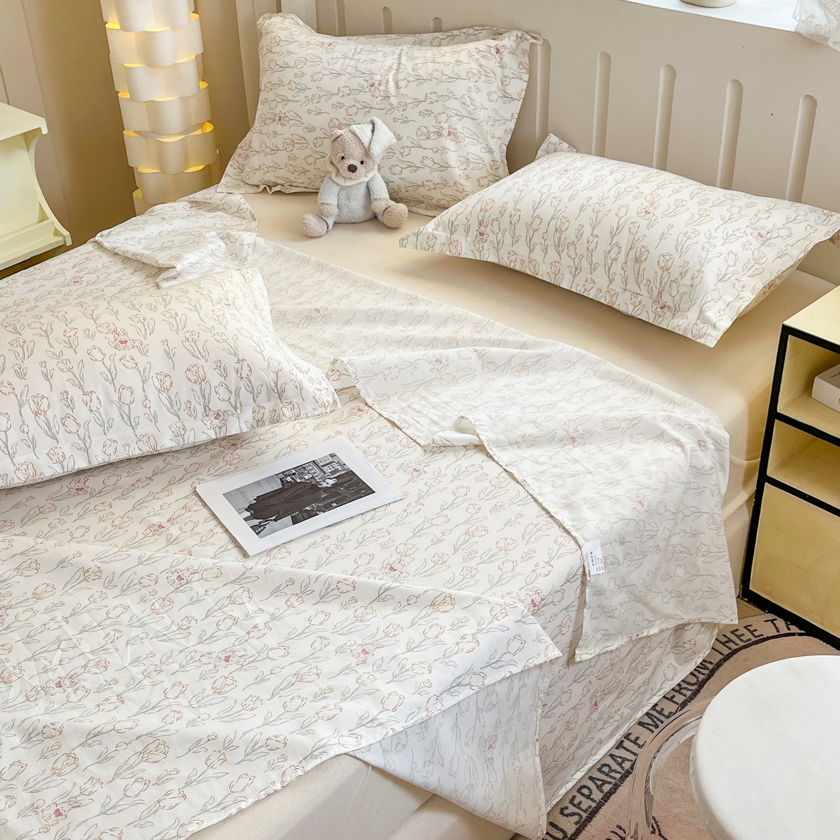 91家纺网 家纺一手货源 找家纺 大吉 2025新款亲肤舒适全棉纯棉喷气小清新印花系列单床单床单单件单品床单 花园兔