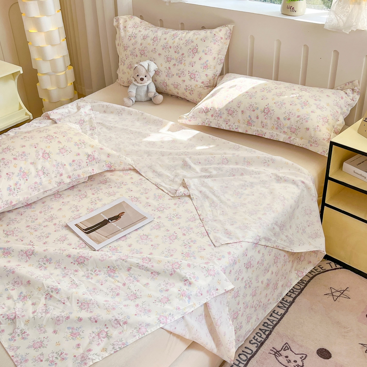 91家纺网 家纺一手货源 找家纺 大吉 2025新款亲肤舒适全棉纯棉喷气小清新印花系列单床单床单单件单品床单 梦幻花园