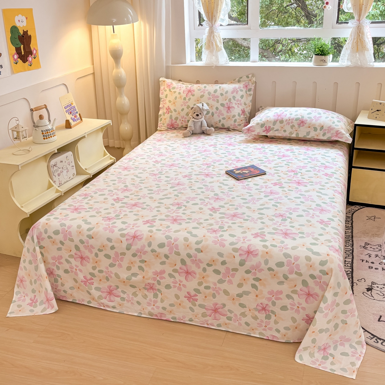 91家纺网 家纺一手货源 找家纺 大吉 2025新款亲肤舒适全棉纯棉喷气小清新印花系列单床单床单单件单品床单 甜梦