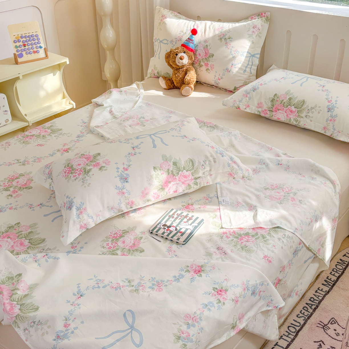 91家纺网 家纺一手货源 找家纺 大吉 2025新款亲肤舒适全棉纯棉喷气小清新印花系列单床单床单单件单品床单 童话