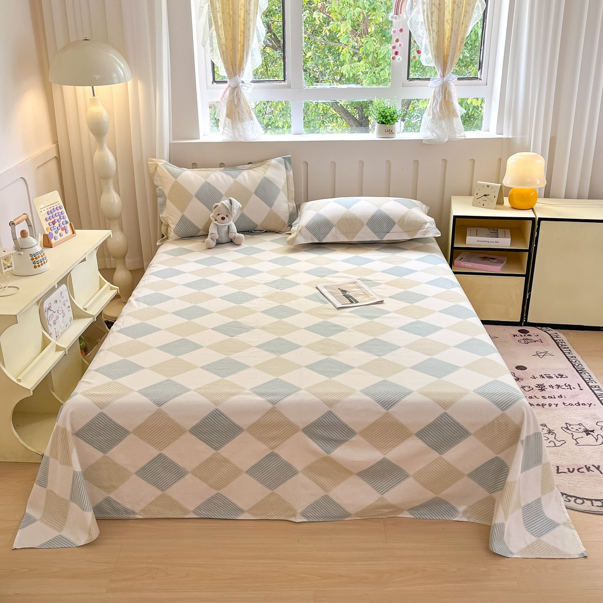 大吉 2025新款亲肤舒适全棉纯棉喷气小清新印花系列单床单床单单件单品床单 向往