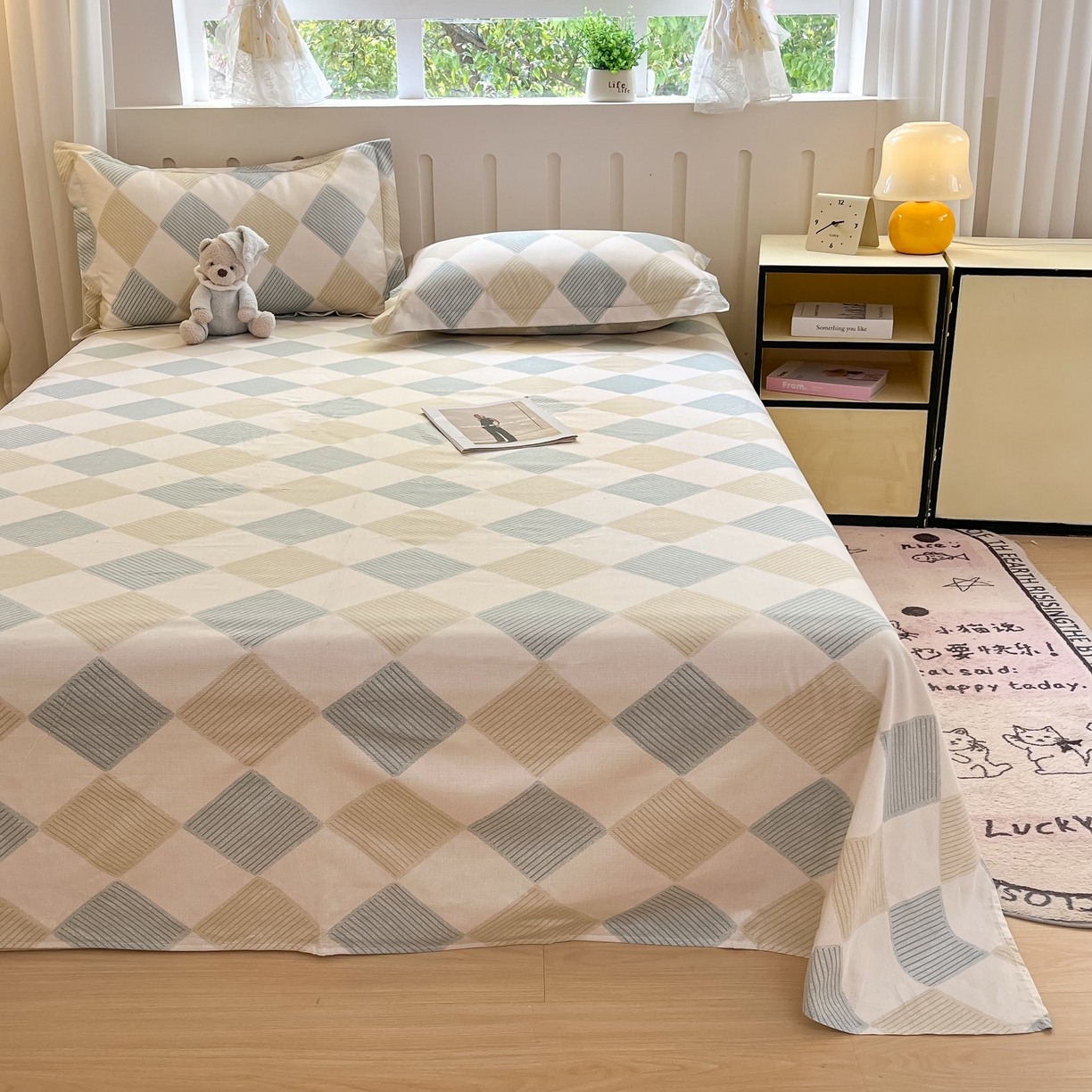 91家纺网 家纺一手货源 找家纺 大吉 2025新款亲肤舒适全棉纯棉喷气小清新印花系列单床单床单单件单品床单 向往