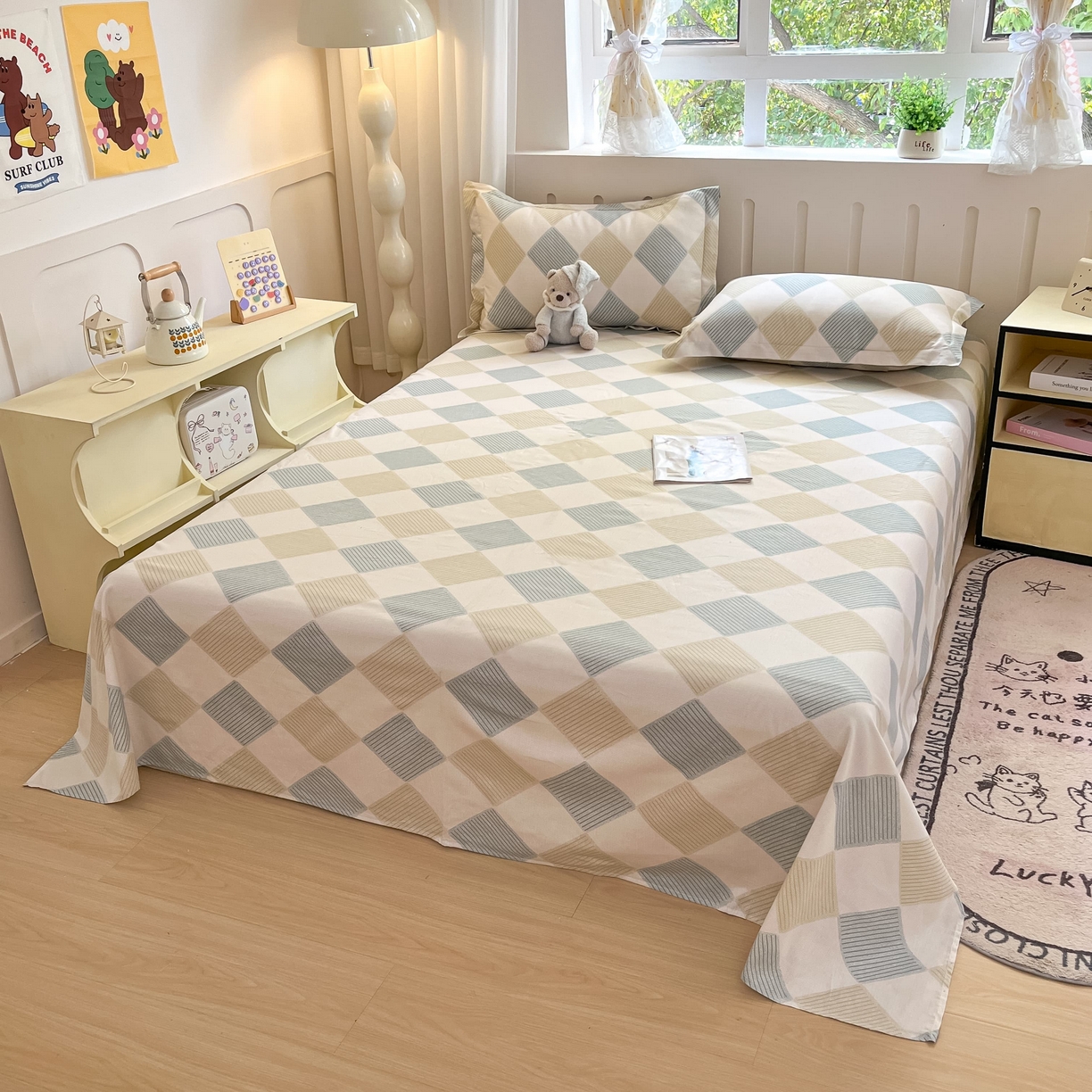 91家纺网 家纺一手货源 找家纺 大吉 2025新款亲肤舒适全棉纯棉喷气小清新印花系列单床单床单单件单品床单 向往