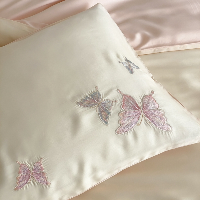 91家纺网 家纺一手货源 找家纺 云栖家居 2025兰精天丝四件套-蝶漫 漫蝶-粉