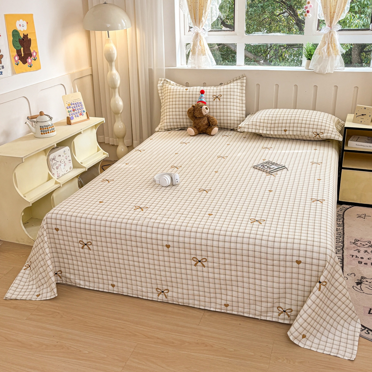 91家纺网 家纺一手货源 找家纺 大吉 2025新款亲肤舒适全棉纯棉喷气小清新印花系列单床单床单单件单品床单 小欢喜