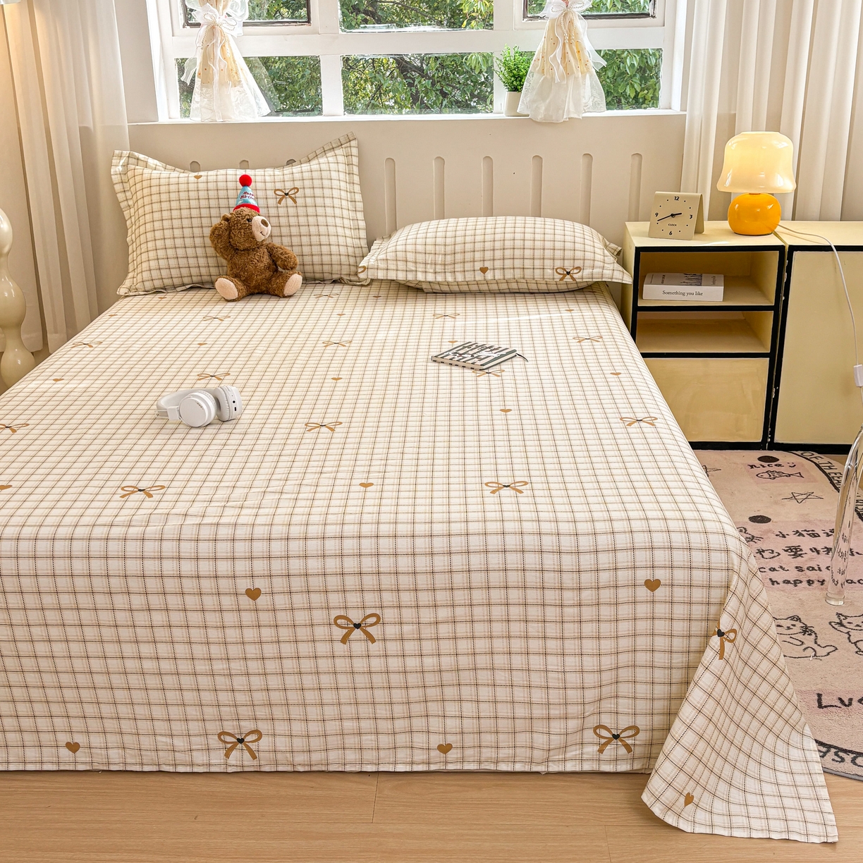 91家纺网 家纺一手货源 找家纺 大吉 2025新款亲肤舒适全棉纯棉喷气小清新印花系列单床单床单单件单品床单 小欢喜