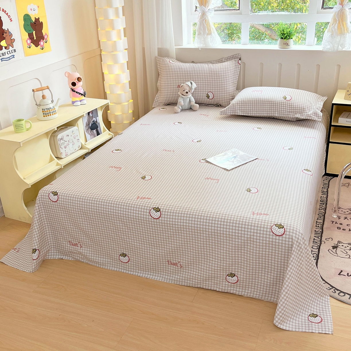 91家纺网 家纺一手货源 找家纺 大吉 2025新款亲肤舒适全棉纯棉喷气小清新印花系列单床单床单单件单品床单 小莓好