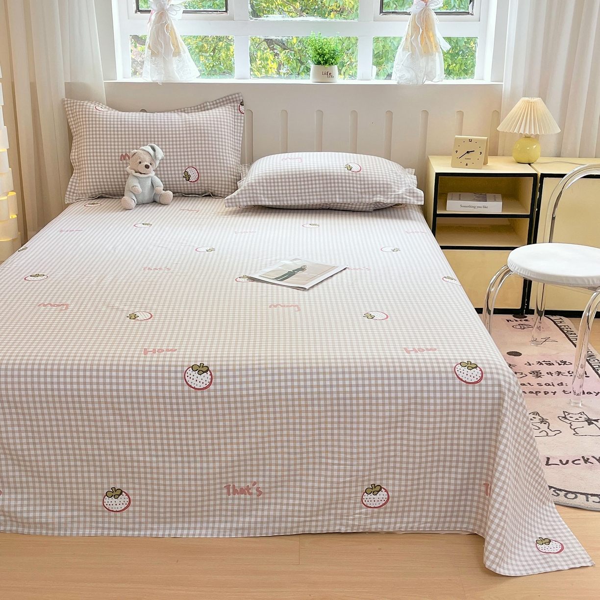 91家纺网 家纺一手货源 找家纺 大吉 2025新款亲肤舒适全棉纯棉喷气小清新印花系列单床单床单单件单品床单 小莓好