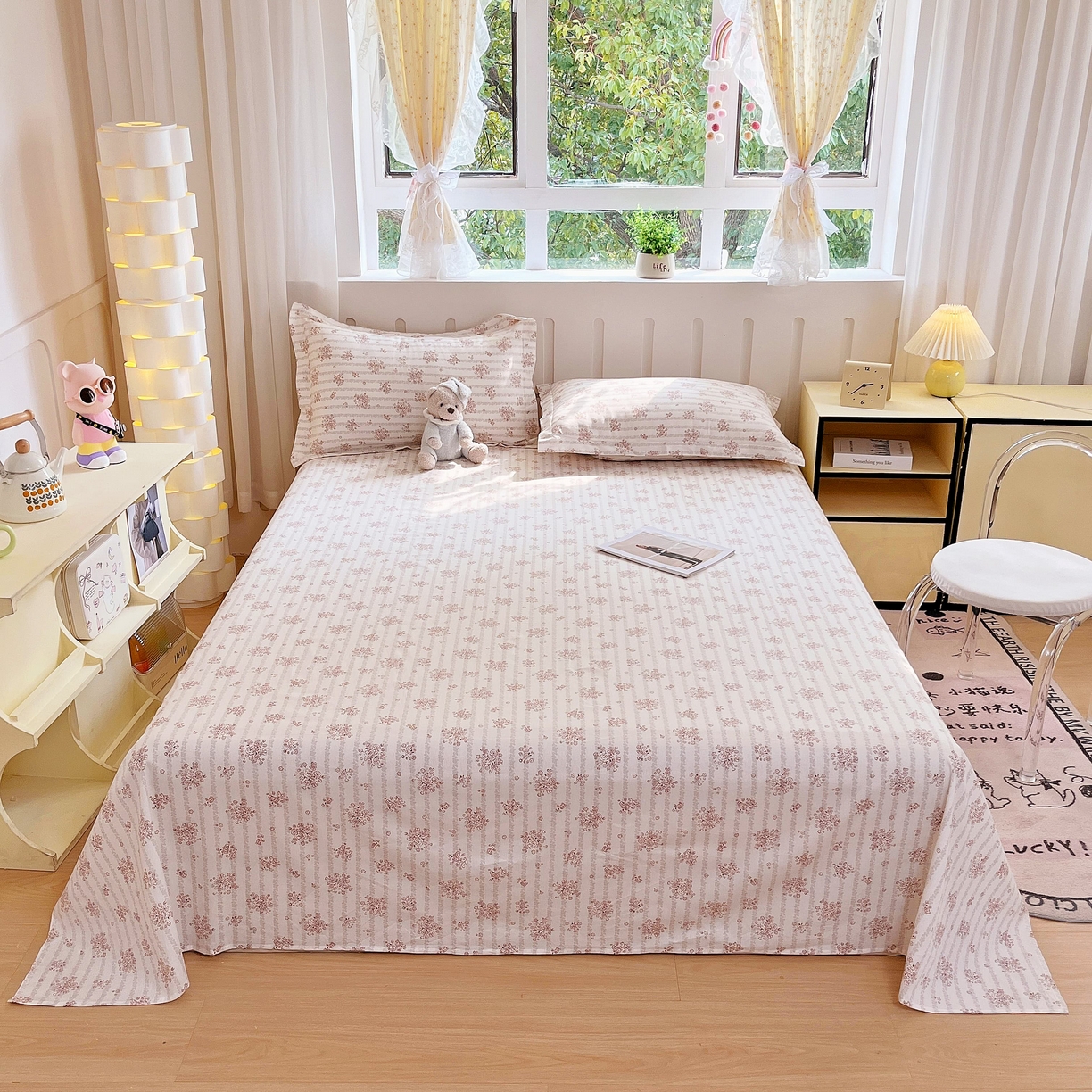 大吉 2025新款亲肤舒适全棉纯棉喷气小清新印花系列单床单床单单件单品床单 樱珞