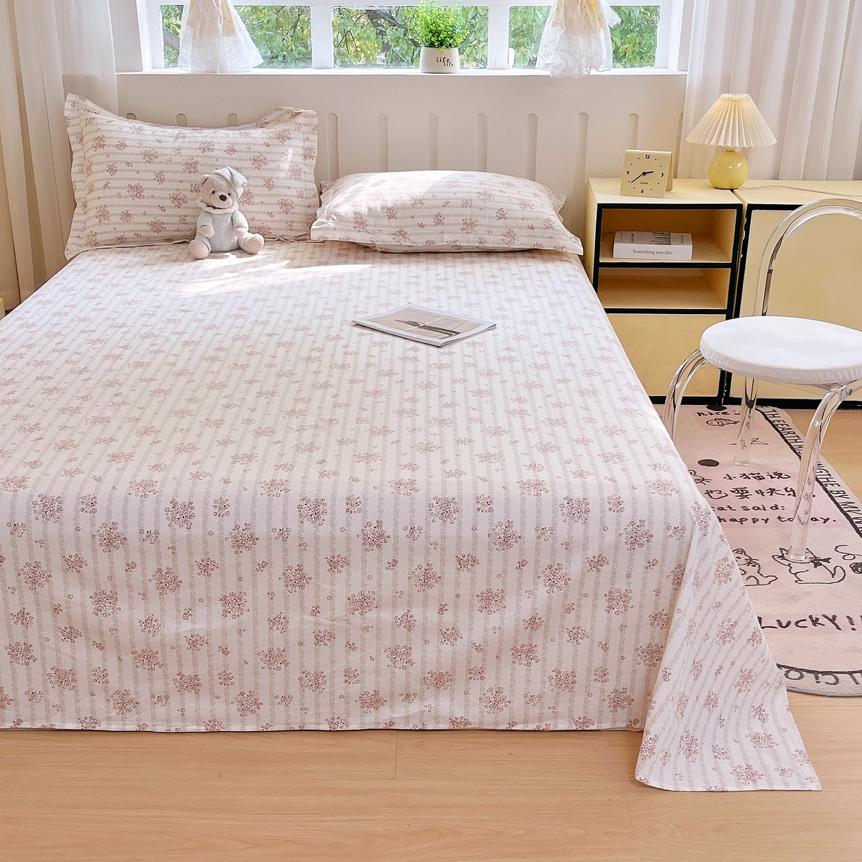 91家纺网 家纺一手货源 找家纺 大吉 2025新款亲肤舒适全棉纯棉喷气小清新印花系列单床单床单单件单品床单 樱珞