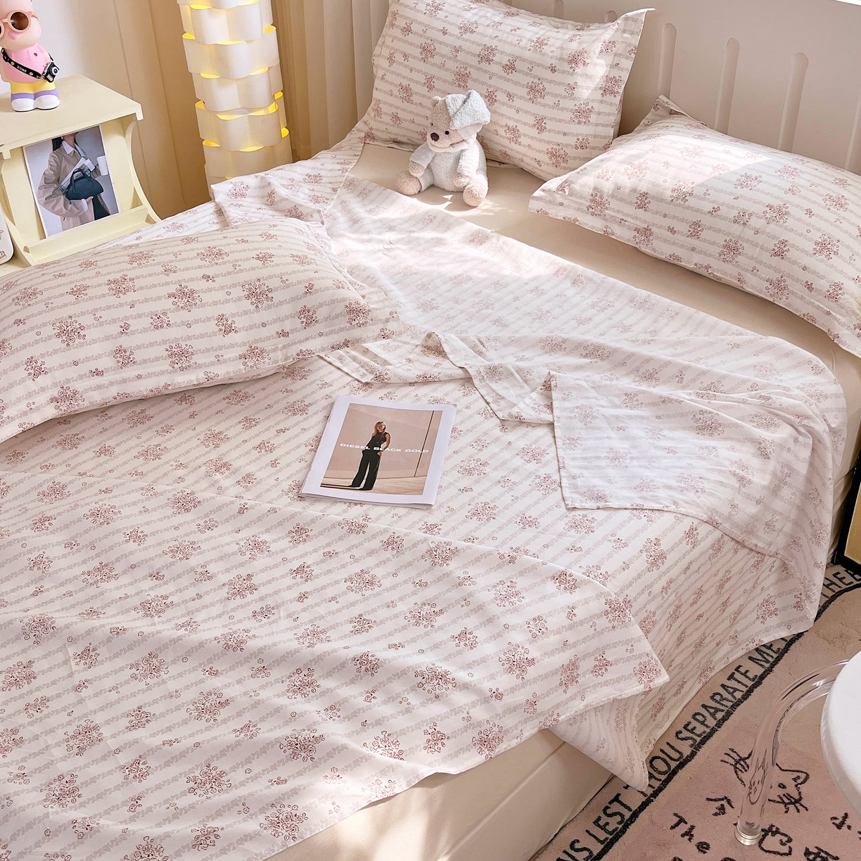 91家纺网 家纺一手货源 找家纺 大吉 2025新款亲肤舒适全棉纯棉喷气小清新印花系列单床单床单单件单品床单 樱珞