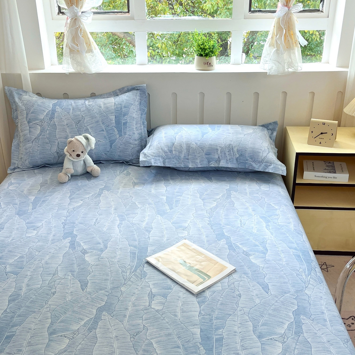 91家纺网 家纺一手货源 找家纺 大吉 2025新款亲肤舒适全棉纯棉喷气小清新印花系列单床单床单单件单品床单 雨落芭蕉