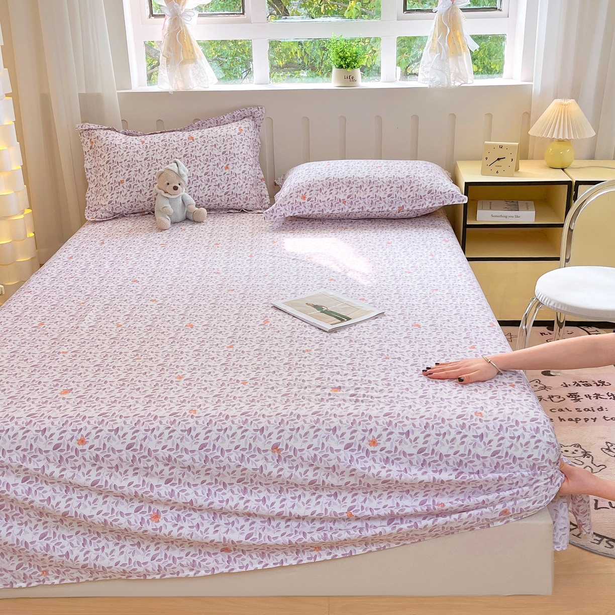 91家纺网 家纺一手货源 找家纺 大吉 2025新款亲肤舒适全棉纯棉喷气小清新印花系列单床单床单单件单品床单 紫薰