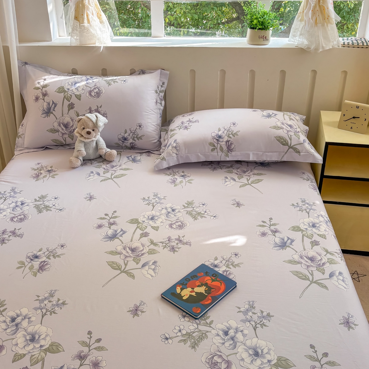 91家纺网 家纺一手货源 找家纺 大吉 2025新款亲肤舒适全棉纯棉喷气小清新印花系列单床单床单单件单品床单 紫韵